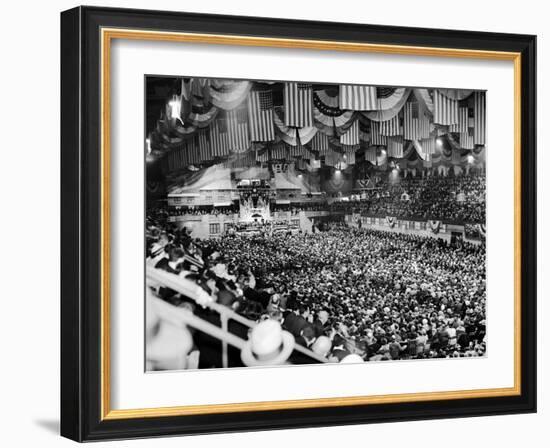 Gen Robert Wood and Col. Charles Lindbergh Speak at America First Committee Rally-William C^ Shrout-Framed Photographic Print
