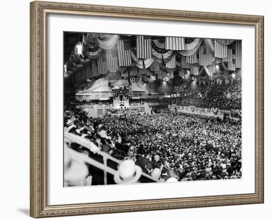 Gen Robert Wood and Col. Charles Lindbergh Speak at America First Committee Rally-William C^ Shrout-Framed Photographic Print