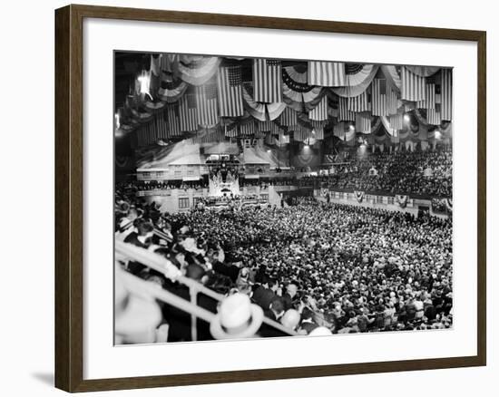 Gen Robert Wood and Col. Charles Lindbergh Speak at America First Committee Rally-William C^ Shrout-Framed Photographic Print