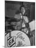 Gene Krupa, American Drummer and Jazz Band Leader, Playing Drums at the Club Hato on the Ginza-Margaret Bourke-White-Mounted Premium Photographic Print