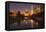 Gene Leahy Mall Skyline at Dawn, Omaha, Nebraska, USA-Walter Bibikow-Framed Premier Image Canvas