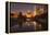 Gene Leahy Mall Skyline at Dawn, Omaha, Nebraska, USA-Walter Bibikow-Framed Premier Image Canvas