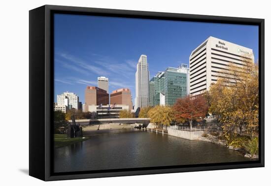 Gene Leahy Mall Skyline, Omaha, Nebraska, USA-Walter Bibikow-Framed Premier Image Canvas