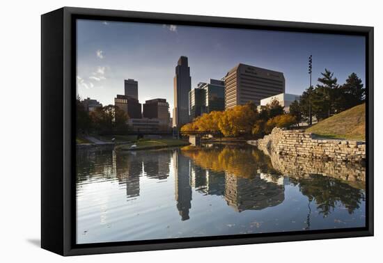 Gene Leahy Mall Skyline, Omaha, Nebraska, USA-Walter Bibikow-Framed Premier Image Canvas