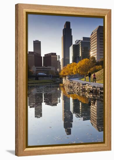 Gene Leahy Mall Skyline, Omaha, Nebraska, USA-Walter Bibikow-Framed Premier Image Canvas