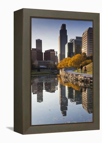 Gene Leahy Mall Skyline, Omaha, Nebraska, USA-Walter Bibikow-Framed Premier Image Canvas