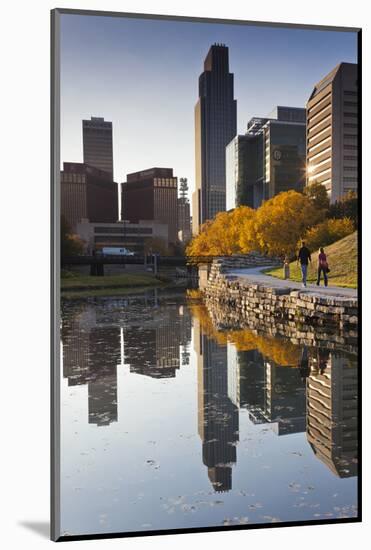 Gene Leahy Mall Skyline, Omaha, Nebraska, USA-Walter Bibikow-Mounted Photographic Print