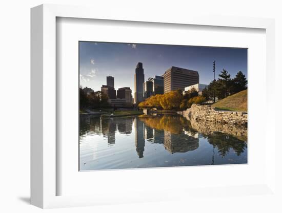 Gene Leahy Mall Skyline, Omaha, Nebraska, USA-Walter Bibikow-Framed Photographic Print