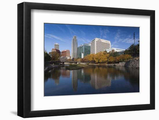 Gene Leahy Mall Skyline, Omaha, Nebraska, USA-Walter Bibikow-Framed Photographic Print