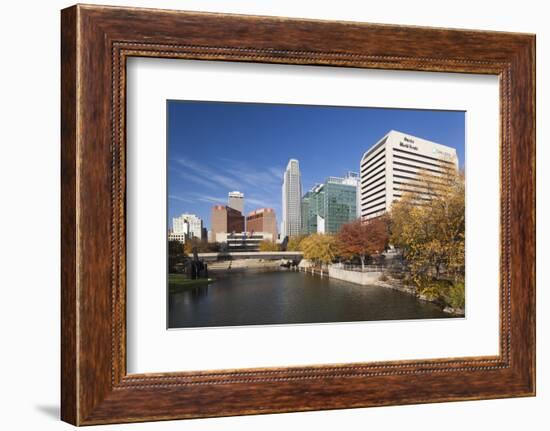 Gene Leahy Mall Skyline, Omaha, Nebraska, USA-Walter Bibikow-Framed Photographic Print