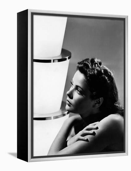 GENE TIERNEY (b/w photo)-null-Framed Stretched Canvas