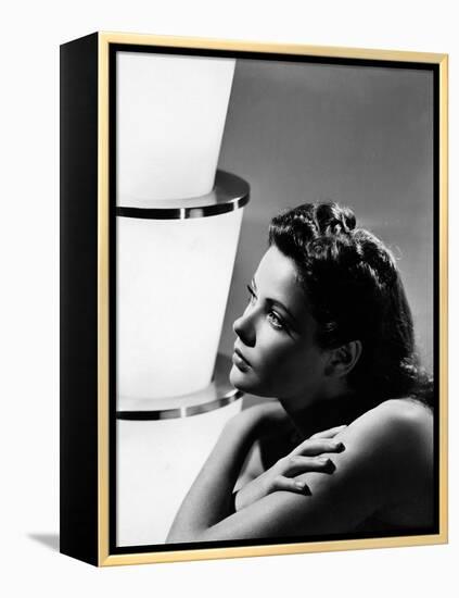 GENE TIERNEY (b/w photo)-null-Framed Stretched Canvas