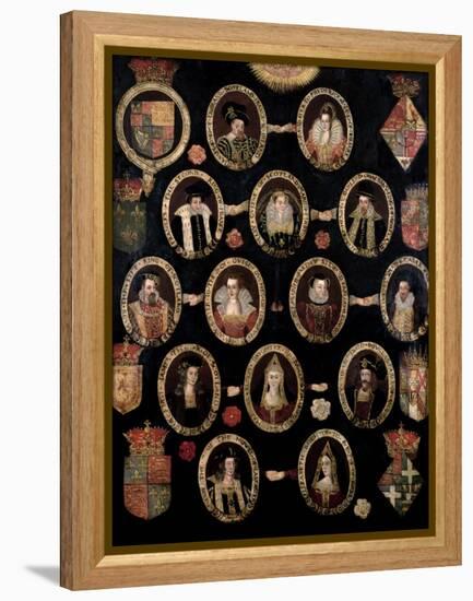 Genealogical Chart Tracing the Tudor Roots of Mary Stuart, Queen of Scots (1542-87) and Her Son…-null-Framed Premier Image Canvas