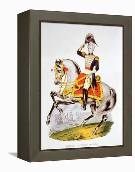 General Andrew Jackson at the Battle of New Orleans in 1815-Currier & Ives-Framed Stretched Canvas