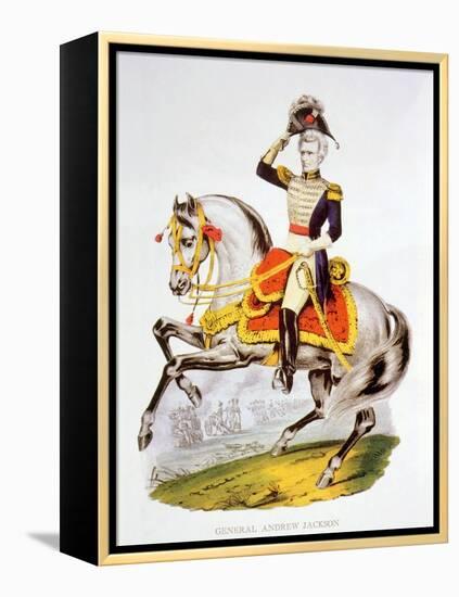 General Andrew Jackson at the Battle of New Orleans in 1815-Currier & Ives-Framed Stretched Canvas