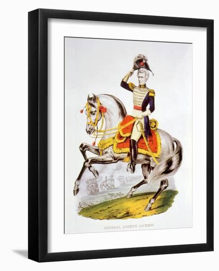 General Andrew Jackson at the Battle of New Orleans in 1815-Currier & Ives-Framed Art Print