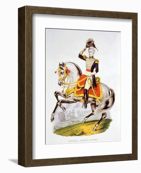 General Andrew Jackson at the Battle of New Orleans in 1815-Currier & Ives-Framed Art Print