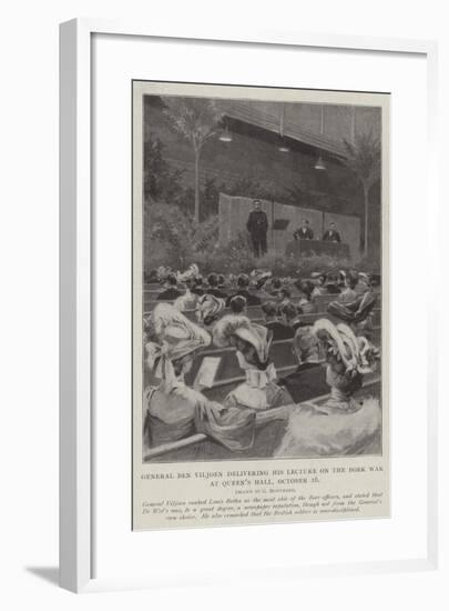General Ben Viljoen Delivering His Lecture on the Boer War, at Queen's Hall, 16 October-Charles Auguste Loye-Framed Giclee Print