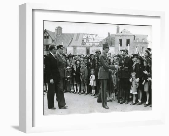 General Charles De Gaulle in Normandy, June 11, 1945-null-Framed Photo