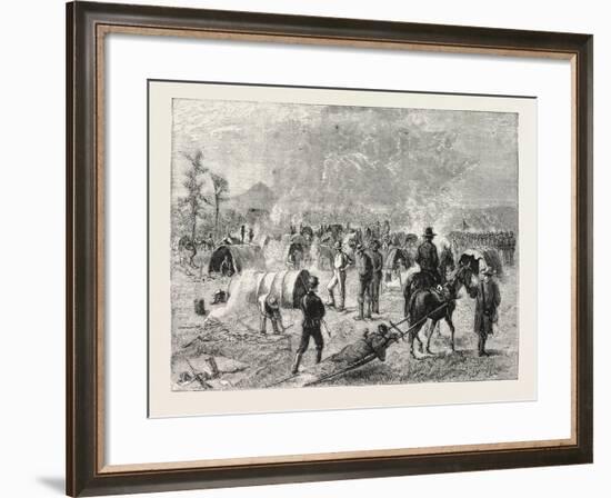 General Crook's Camp at Whitewood Creek: Bringing in a Wounded Soldier on a Travau-null-Framed Giclee Print
