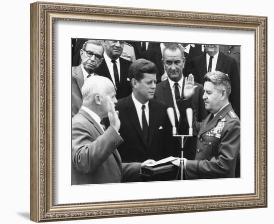 General Curtis Lemay (Right) Is Sworn in as Air Force Chief of Staff, June 30, 1961-null-Framed Photo