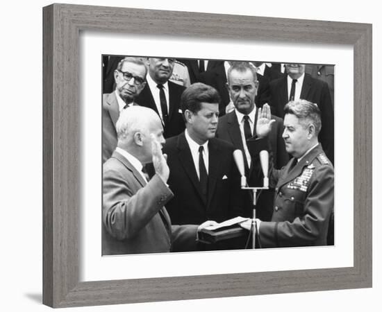 General Curtis Lemay (Right) Is Sworn in as Air Force Chief of Staff, June 30, 1961-null-Framed Photo