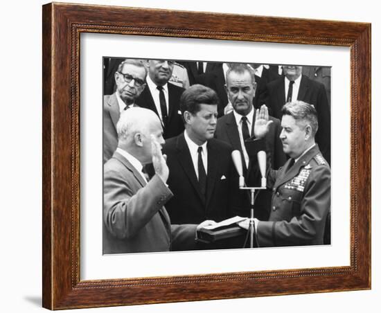 General Curtis Lemay (Right) Is Sworn in as Air Force Chief of Staff, June 30, 1961-null-Framed Photo