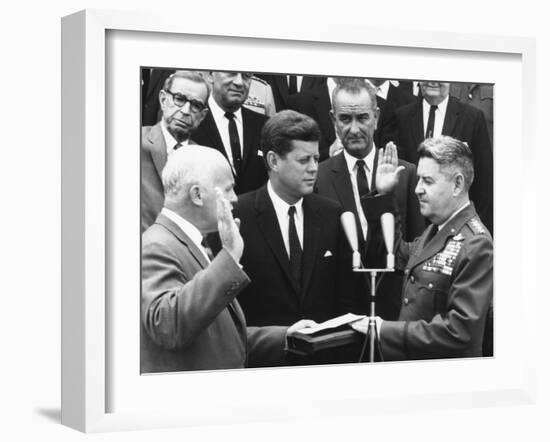 General Curtis Lemay (Right) Is Sworn in as Air Force Chief of Staff, June 30, 1961-null-Framed Photo