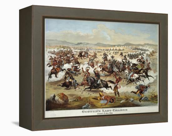 General Custer's Last Stand at the Battle of Little Bighorn, June 25, 1876-null-Framed Premier Image Canvas