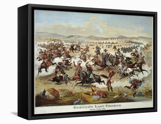 General Custer's Last Stand at the Battle of Little Bighorn, June 25, 1876-null-Framed Premier Image Canvas