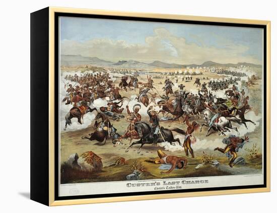 General Custer's Last Stand at the Battle of Little Bighorn, June 25, 1876-null-Framed Premier Image Canvas