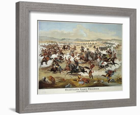 General Custer's Last Stand at the Battle of Little Bighorn, June 25, 1876-null-Framed Giclee Print