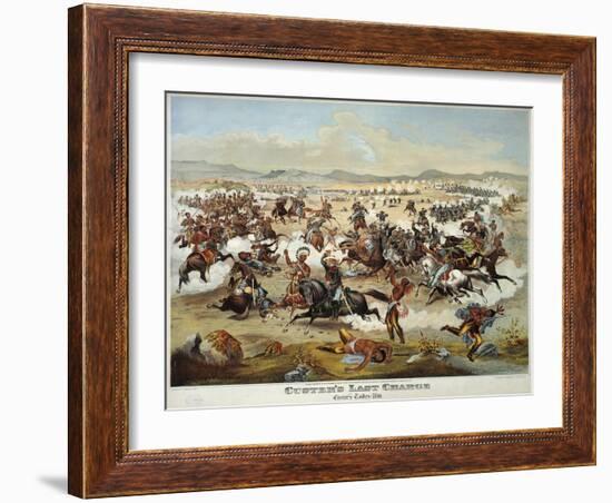 General Custer's Last Stand at the Battle of Little Bighorn, June 25, 1876-null-Framed Giclee Print