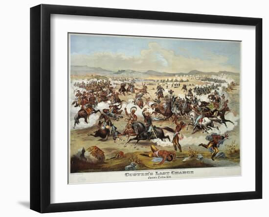 General Custer's Last Stand at the Battle of Little Bighorn, June 25, 1876-null-Framed Giclee Print