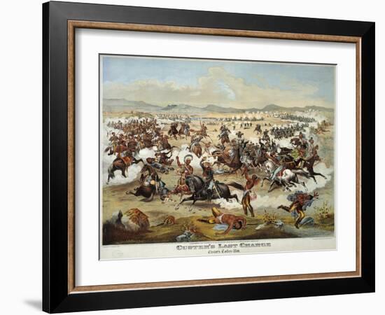 General Custer's Last Stand at the Battle of Little Bighorn, June 25, 1876-null-Framed Giclee Print