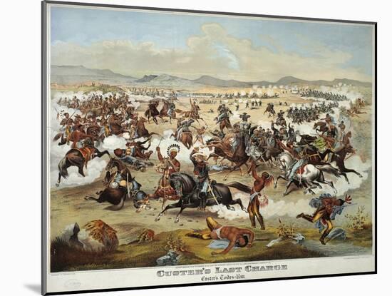 General Custer's Last Stand at the Battle of Little Bighorn, June 25, 1876-null-Mounted Giclee Print