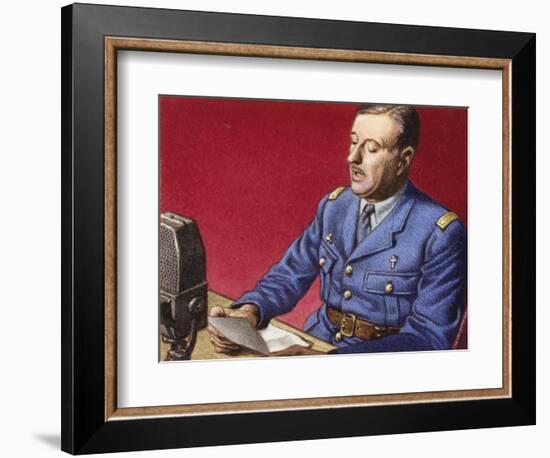 General De Gaulle Broadcasts to the Free French-Pat Nicolle-Framed Giclee Print