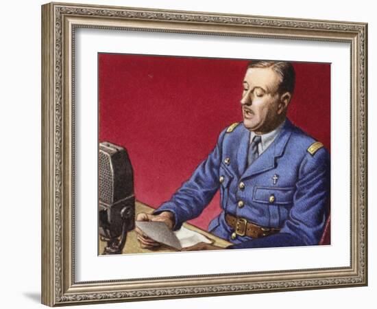 General De Gaulle Broadcasts to the Free French-Pat Nicolle-Framed Giclee Print