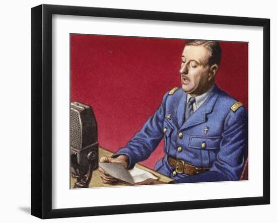 General De Gaulle Broadcasts to the Free French-Pat Nicolle-Framed Giclee Print