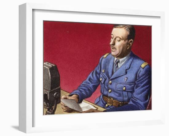 General De Gaulle Broadcasts to the Free French-Pat Nicolle-Framed Giclee Print