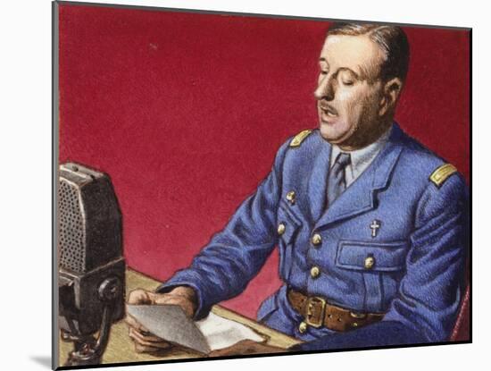 General De Gaulle Broadcasts to the Free French-Pat Nicolle-Mounted Giclee Print