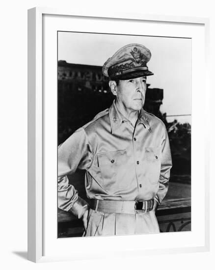 General Douglas Macarthur in the Last Days of World War 2, August 24. 1945-null-Framed Photo