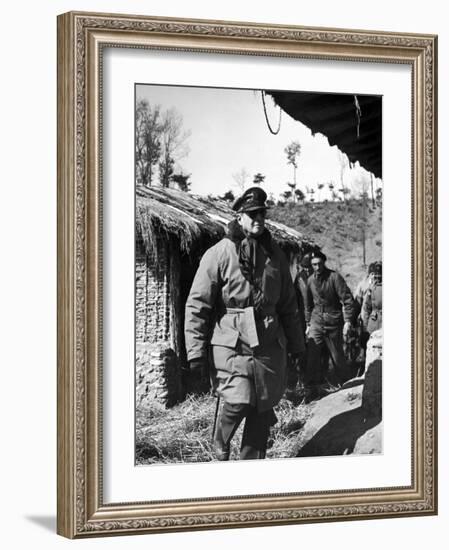 General Douglas Macarthur Inspecting French Positions During the Korean War-null-Framed Photographic Print