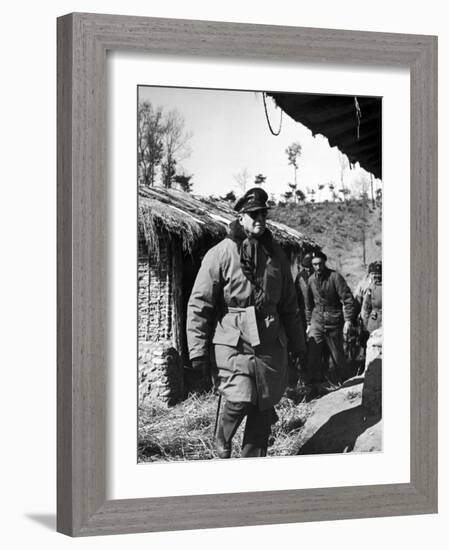 General Douglas Macarthur Inspecting French Positions During the Korean War-null-Framed Photographic Print