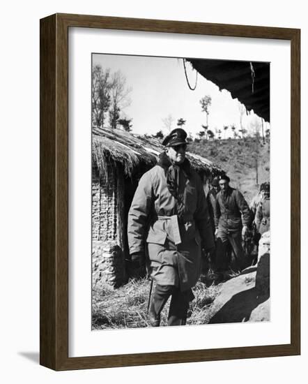 General Douglas Macarthur Inspecting French Positions During the Korean War-null-Framed Photographic Print