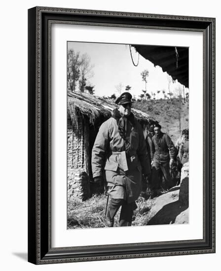 General Douglas Macarthur Inspecting French Positions During the Korean War-null-Framed Photographic Print