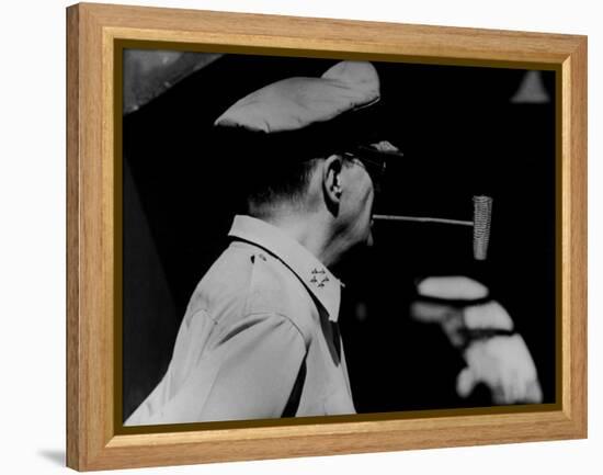 General Douglas Macarthur Smoking His Corn Cob Pipe-null-Framed Premier Image Canvas