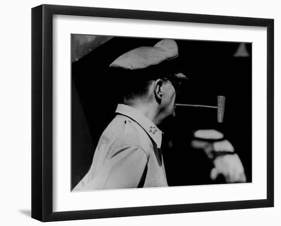 General Douglas Macarthur Smoking His Corn Cob Pipe-null-Framed Photographic Print