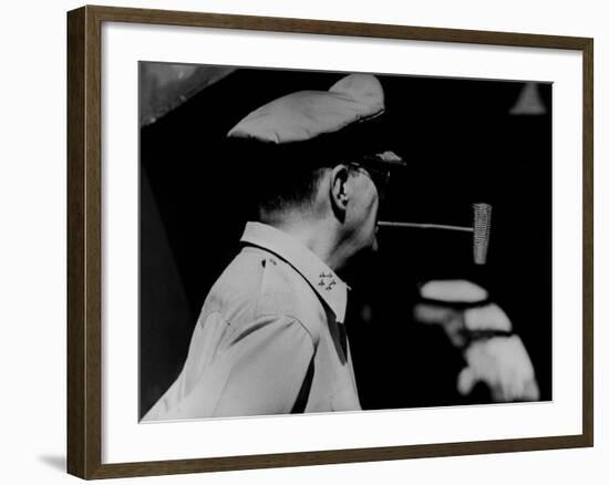 General Douglas Macarthur Smoking His Corn Cob Pipe-null-Framed Photographic Print