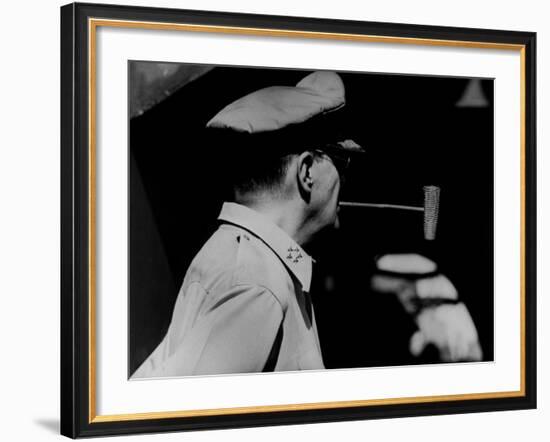 General Douglas Macarthur Smoking His Corn Cob Pipe-null-Framed Photographic Print